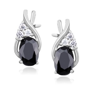 Cercei argint cu piatra neagra DiAmanti Z1080ER_B-DIA (Argint 925‰ 1,5 g.)